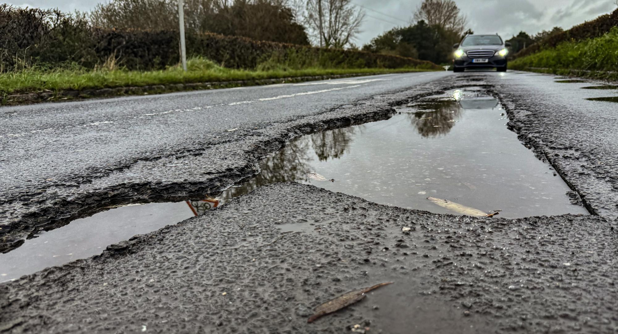 Pothole on a UK road