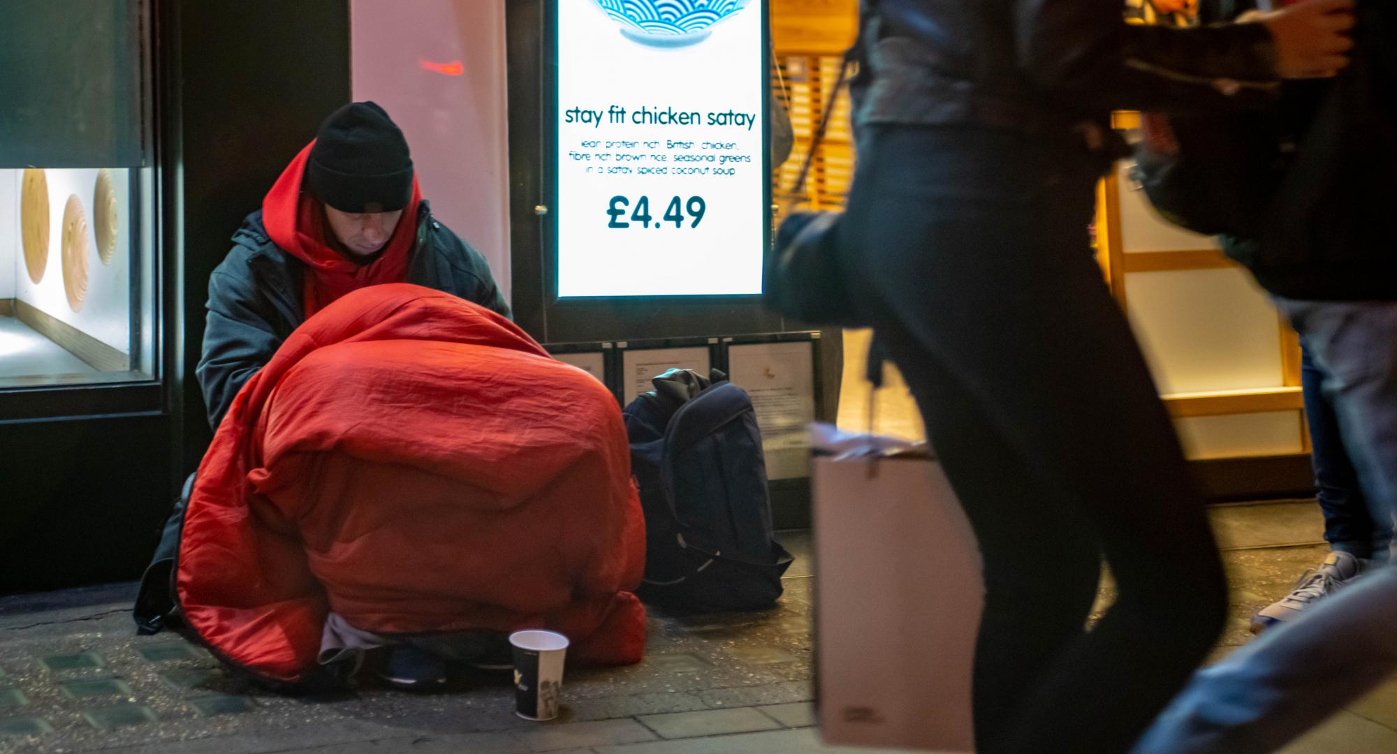 Man sleeping on the street in London