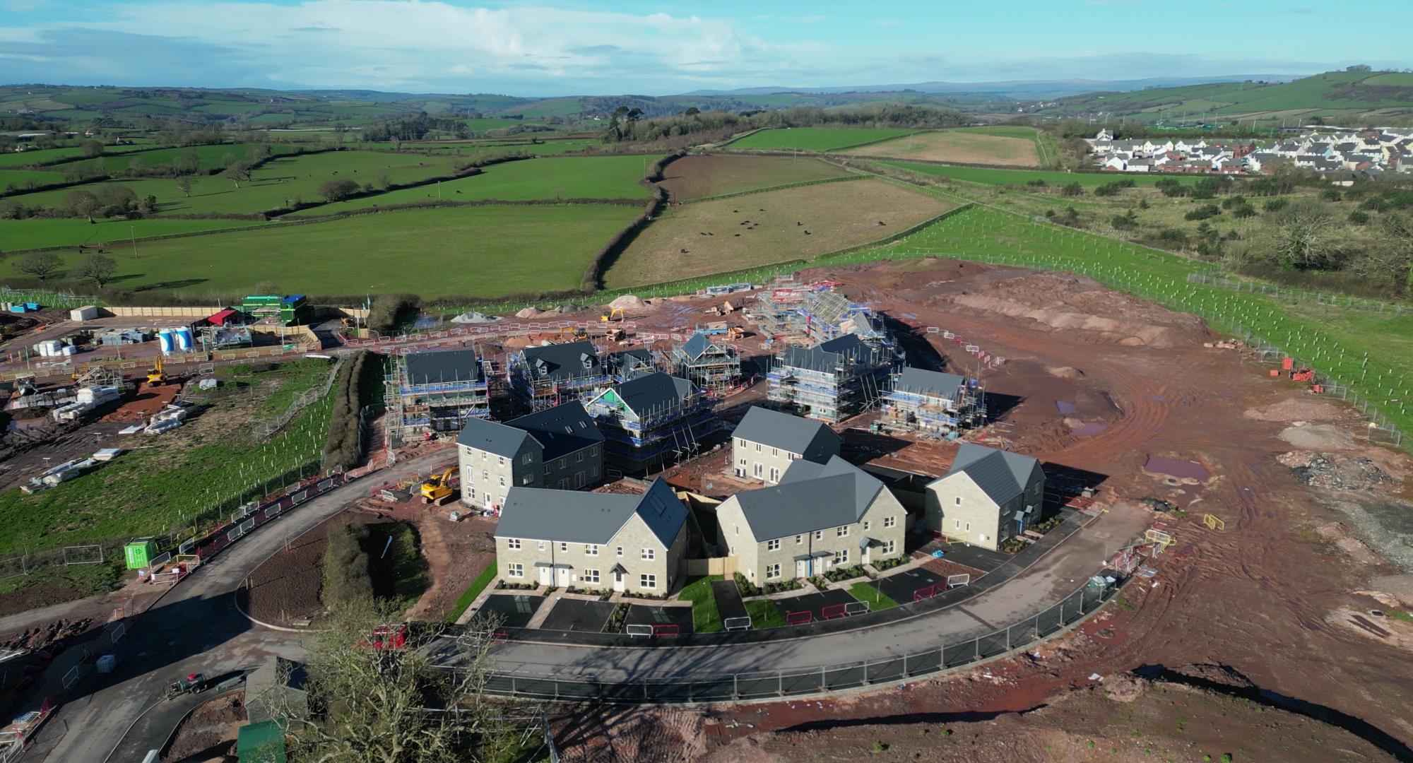 Houses being built in rural community