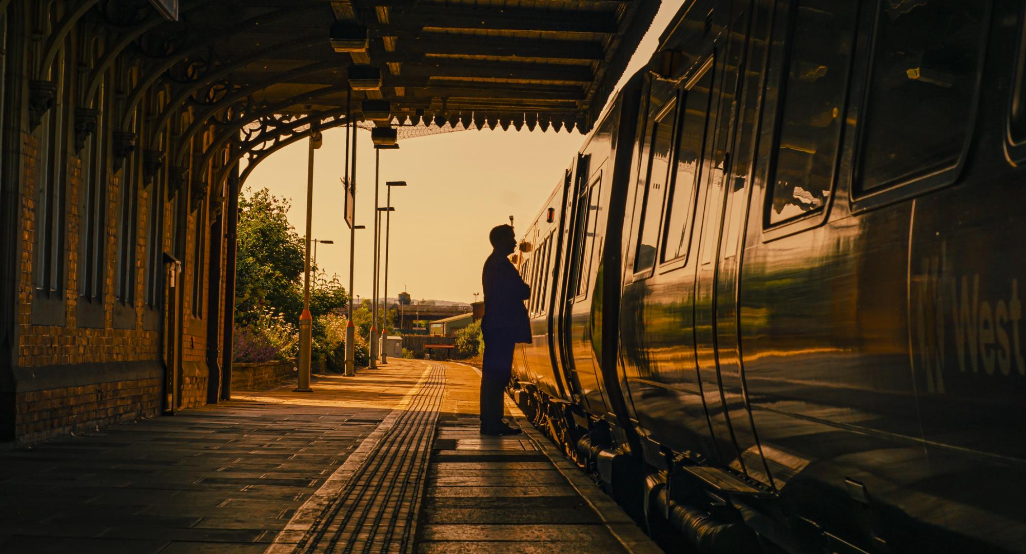 Man getting on a train