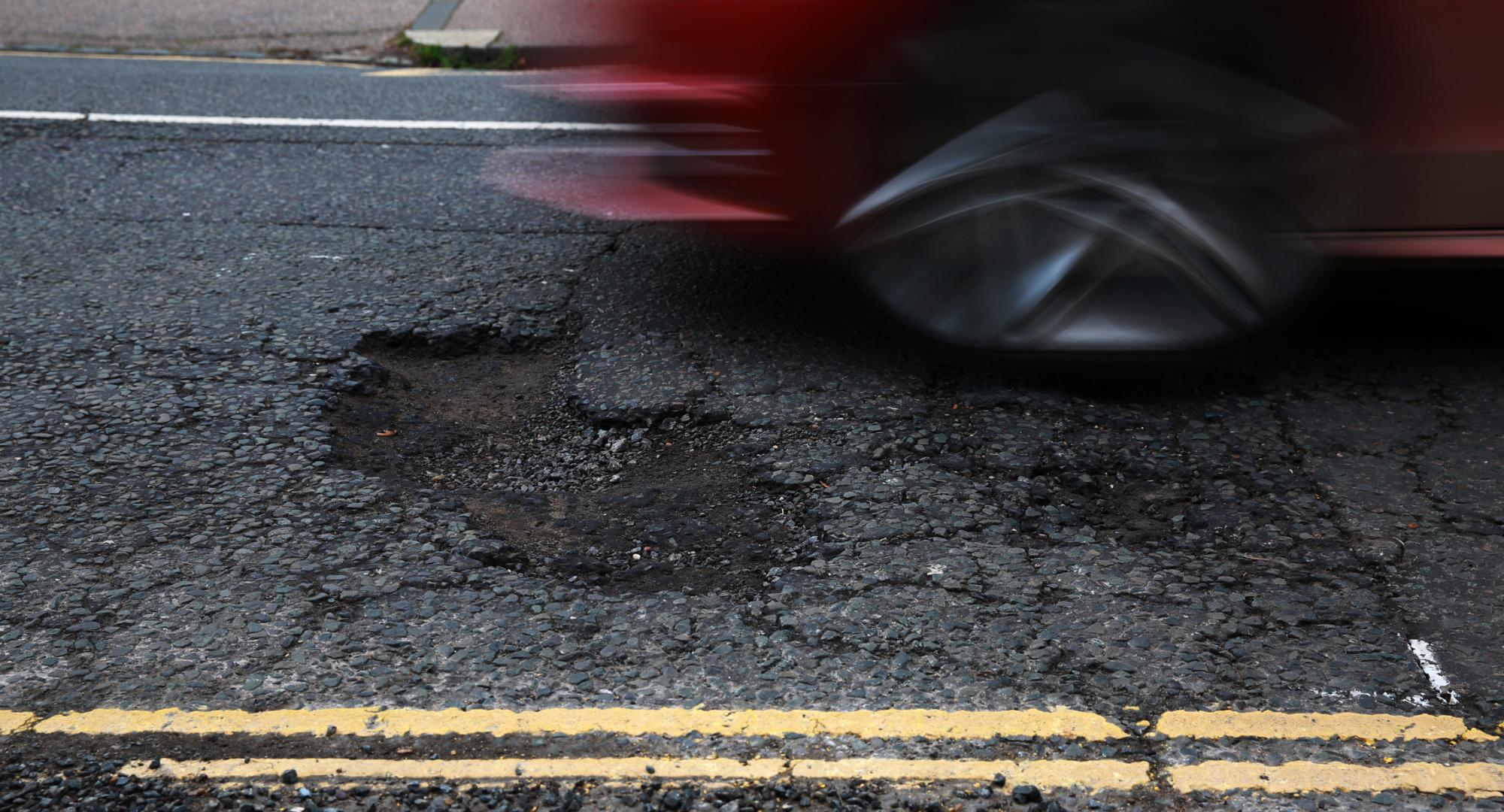 Pothole on road