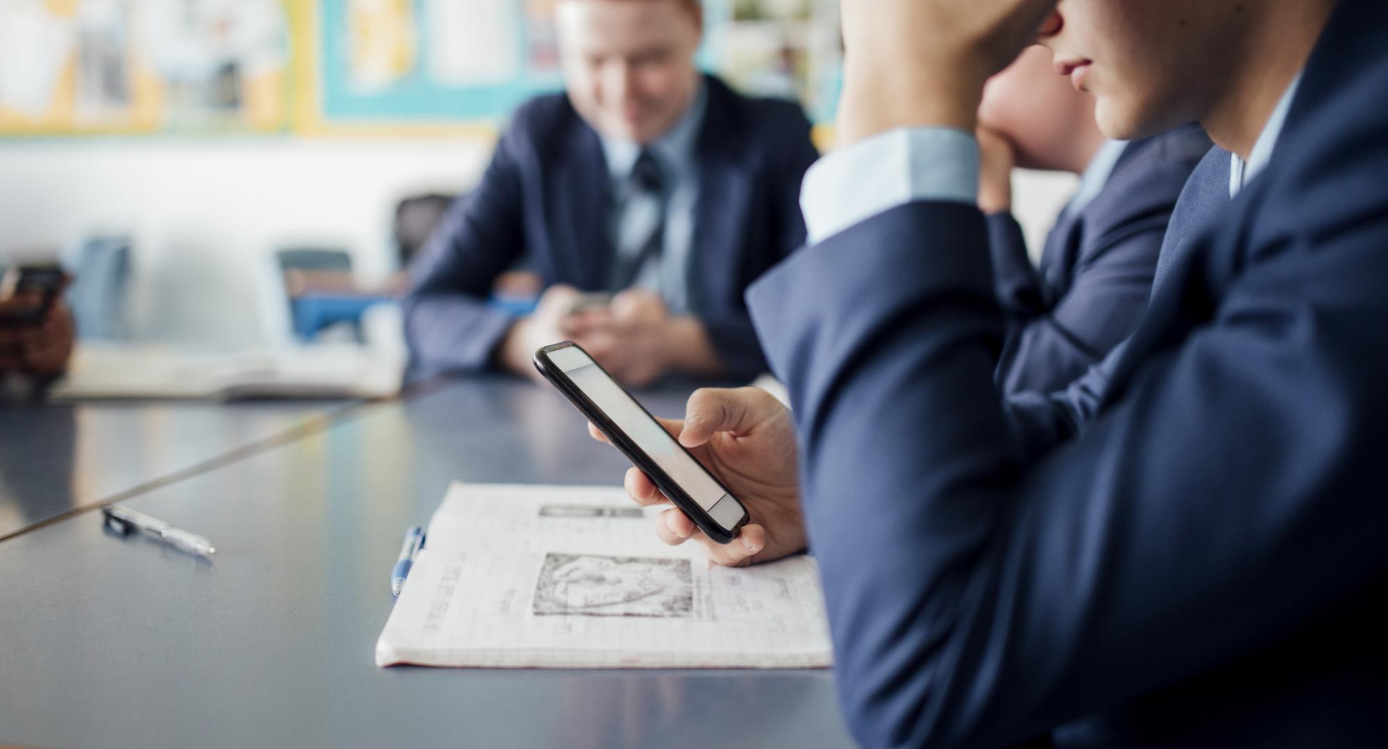 Student using a phone