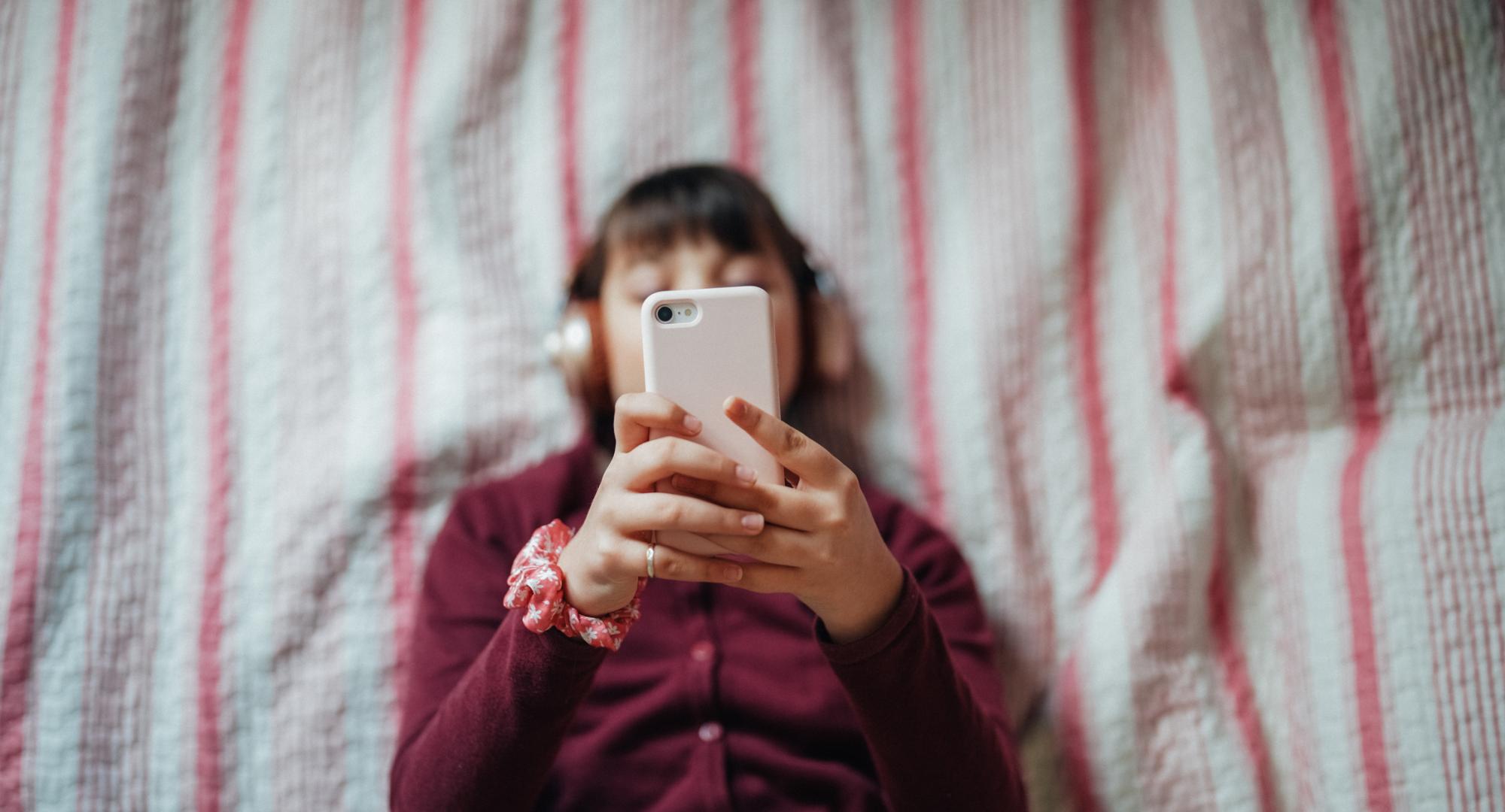 Teenager using social media