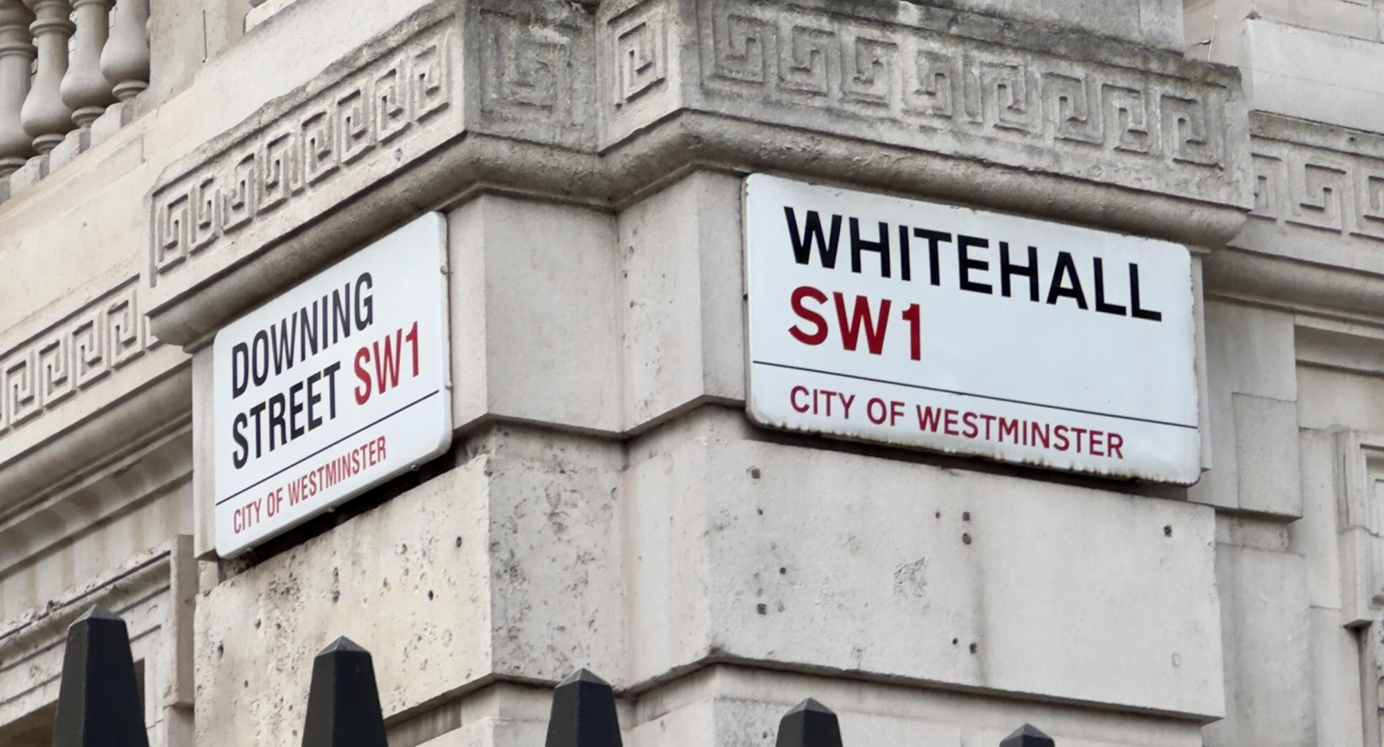 Downing Street and Whitehall sign