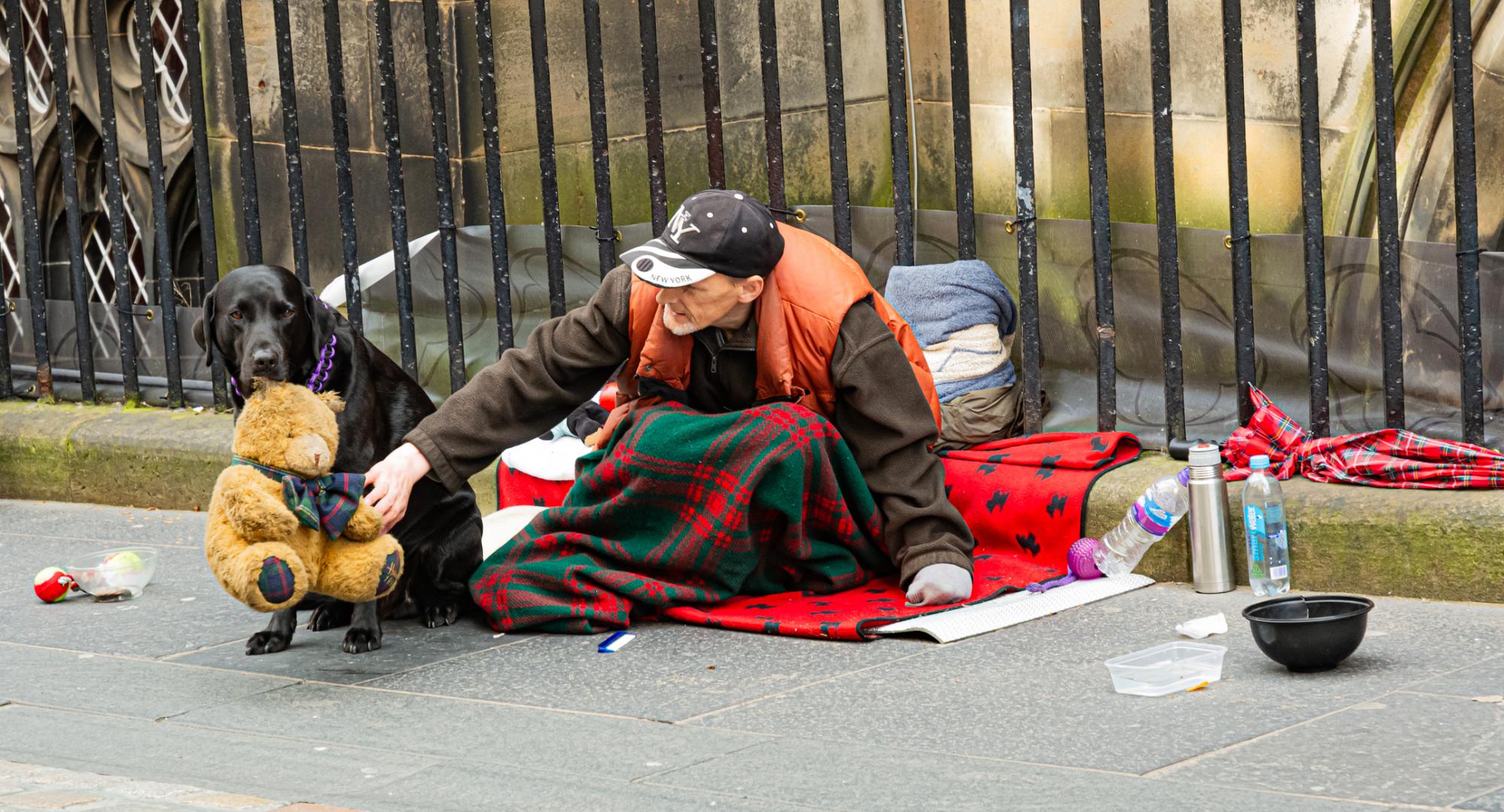 Homeless man in Edinburgh