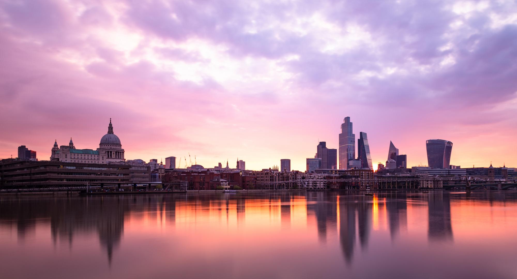 London skyline next to the river
