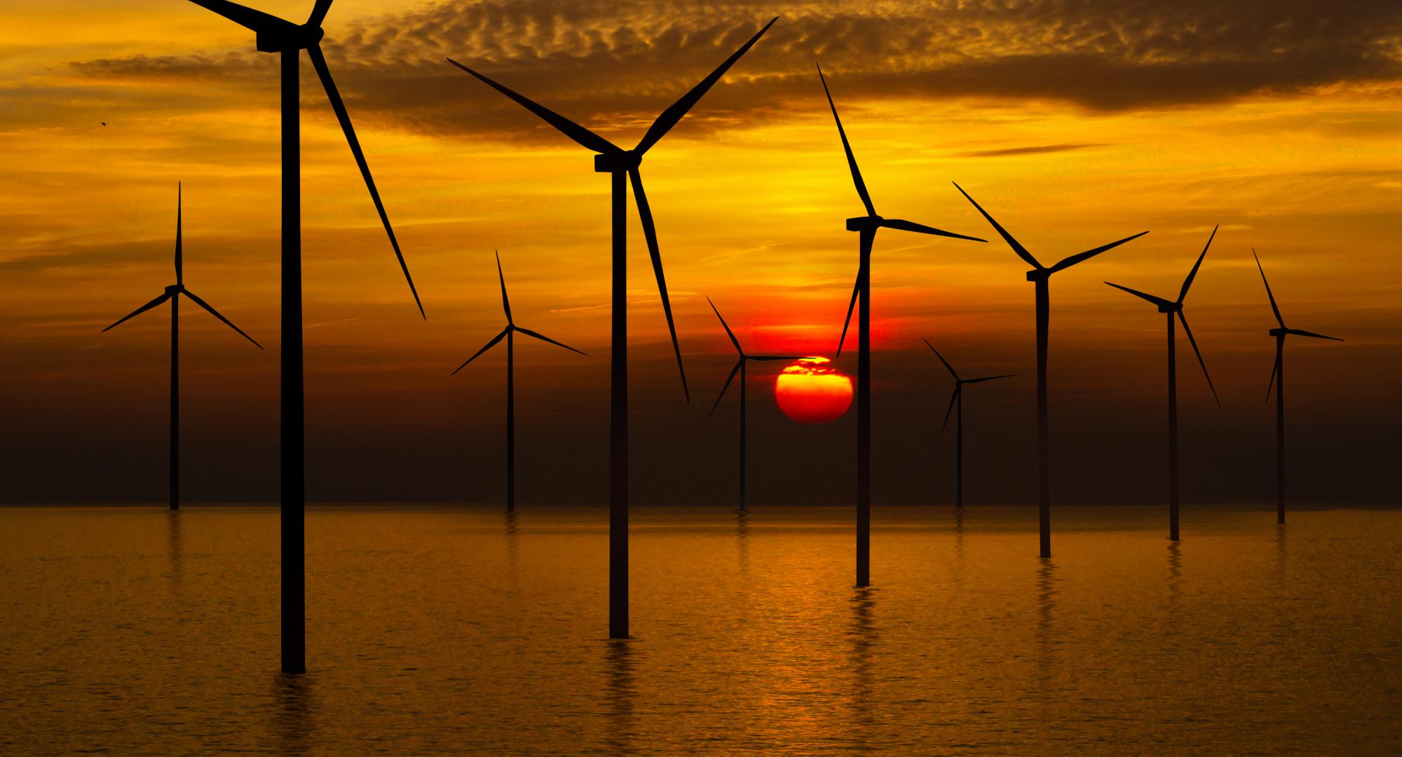 Offshore wind at dusk