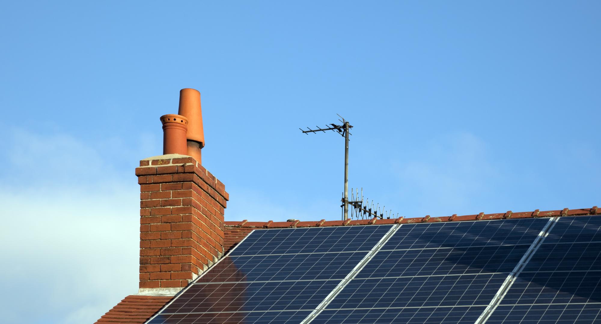 Solar panel on house roof