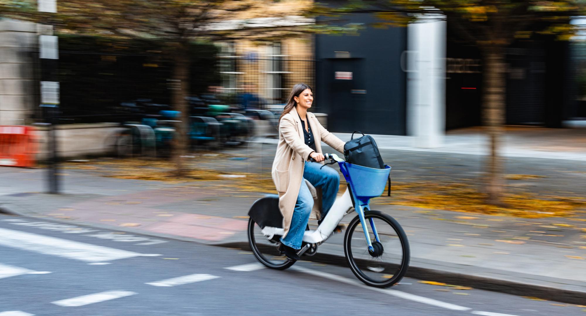 Woman commuting on an e-bike