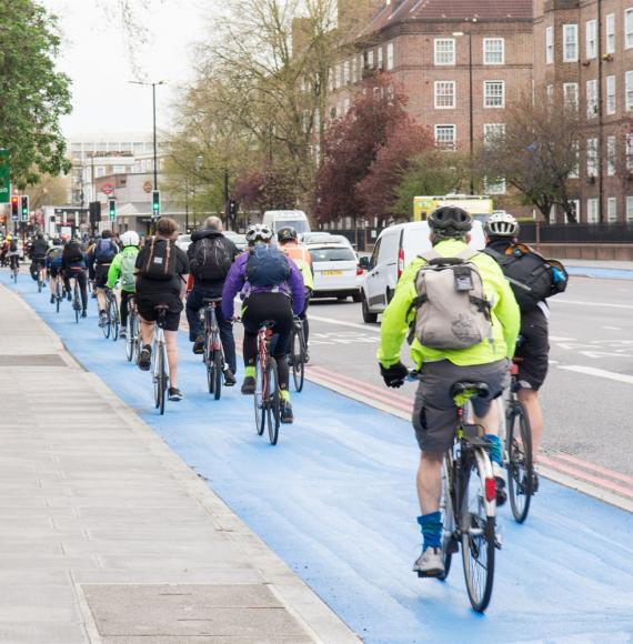 Cyclists in a cycle lane