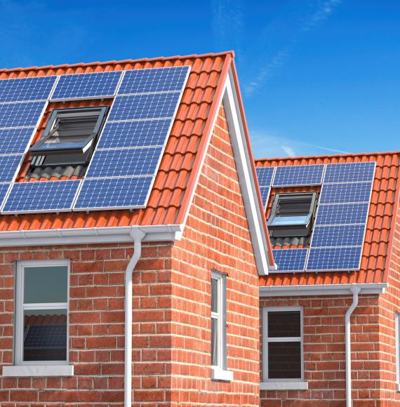 Solar panels on the top of the roof