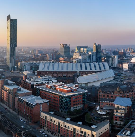 Aerial shot of Manchester city centre