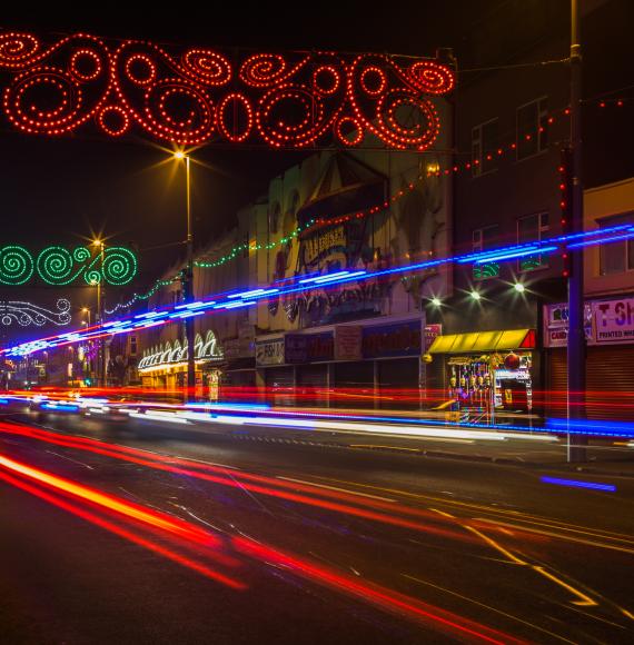 Blackpool illuminations long exposure shot.