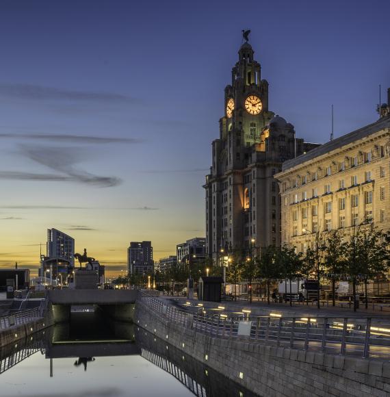 Evening shot of Liverpool