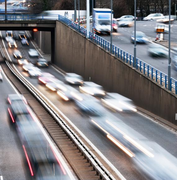 Urban motorway traffic with motion blur