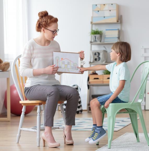 Counsellor discusses problems with child.