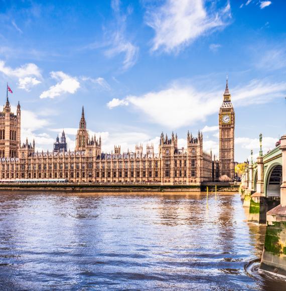 Palace of Westminster photographed from across the River Thames.