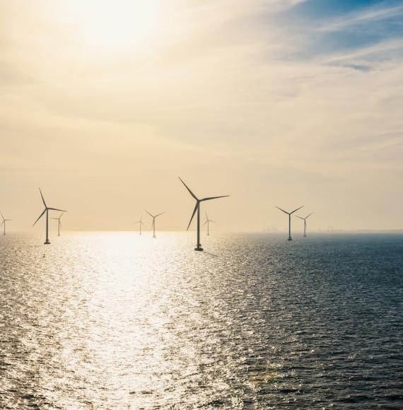 Offshore wind farm generating energy for UK.