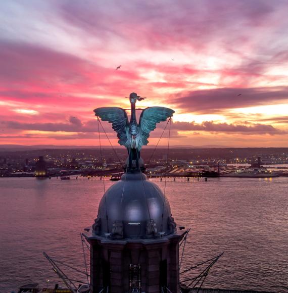 Liver building at sunset. 