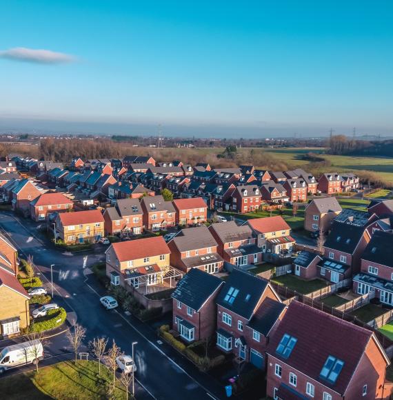 Aerial photograph of typical British homes