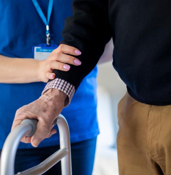 Elderly man with careworker