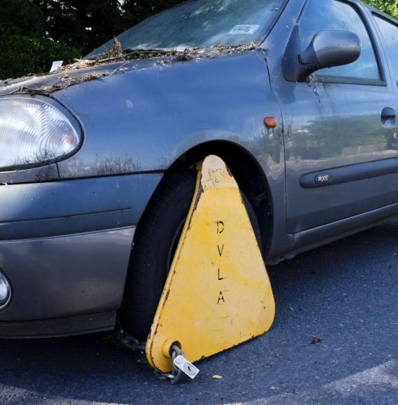 Car clamped