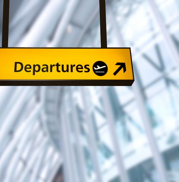 Airport departures sign