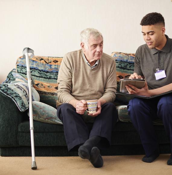 Care worker with patient