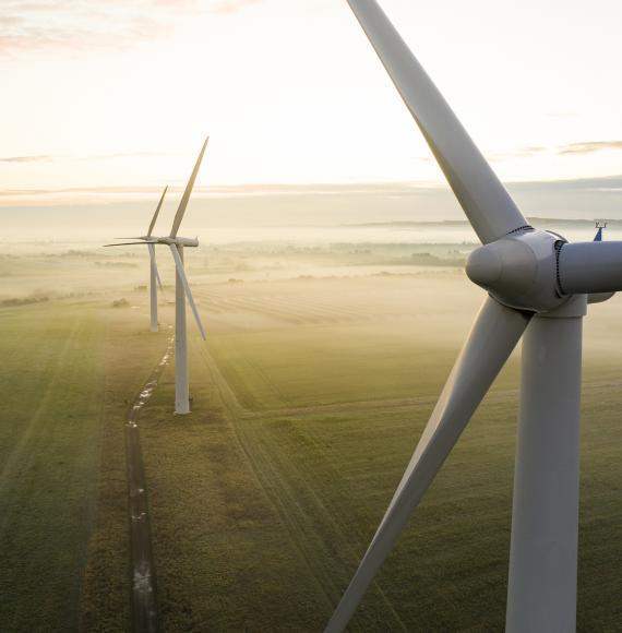 Wind turbines in the UK countryside