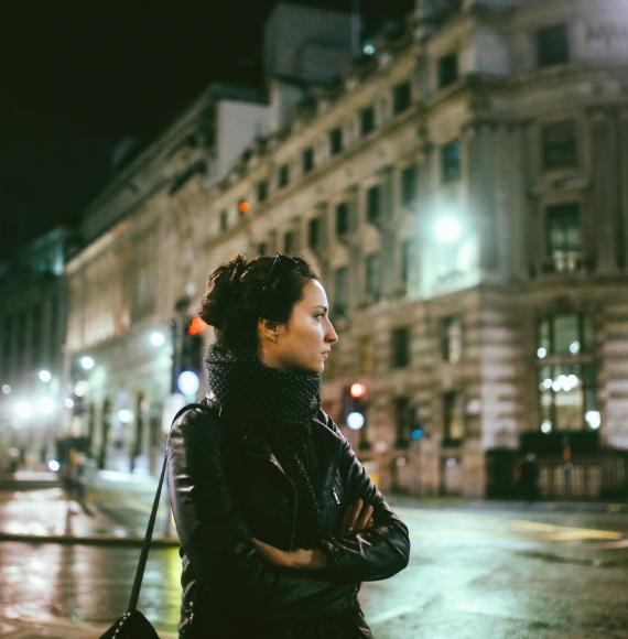 Woman walking alone