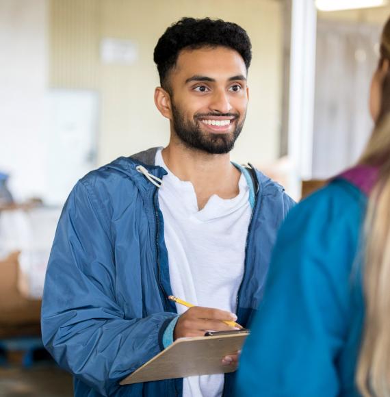 Young man at a homeless shelter