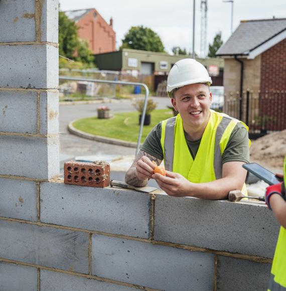 Bricklayers on a construction site