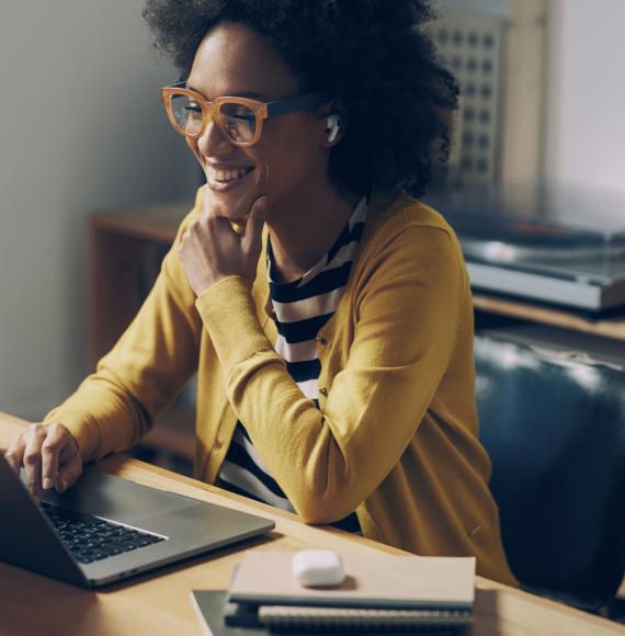 Woman using a laptop