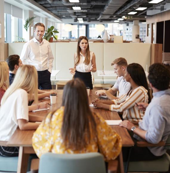 People sitting round a table