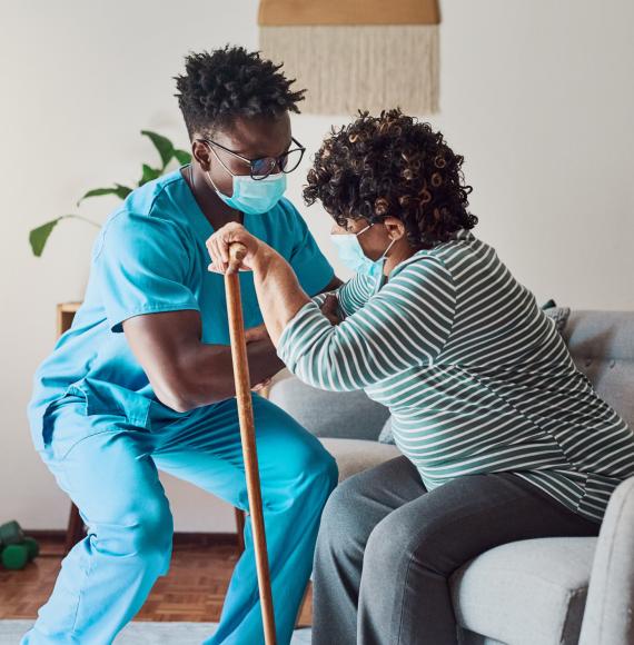 Care worker with lady