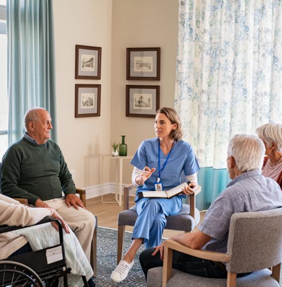 Nurse talking to patients