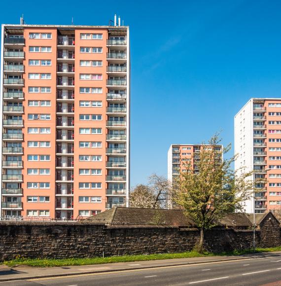 View of two blocks of flats in the UK