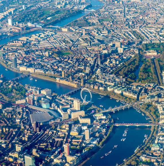 Aerial view of Westminster, London