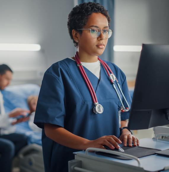 Nurse on a computer