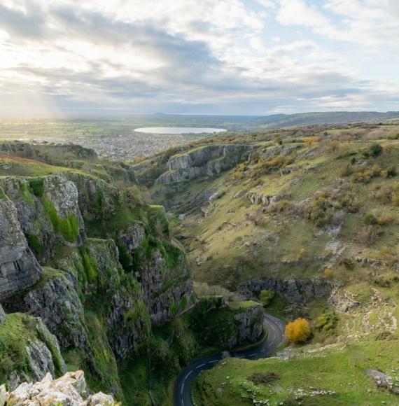 Aerial view of Cheddar Gorge