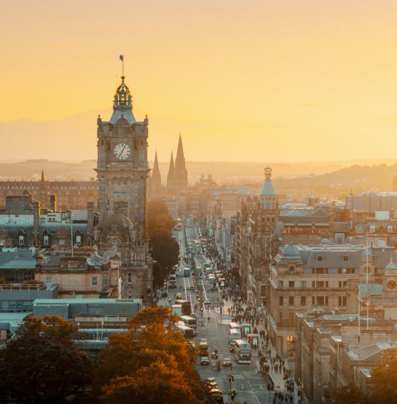 Dusk view of Edinburgh