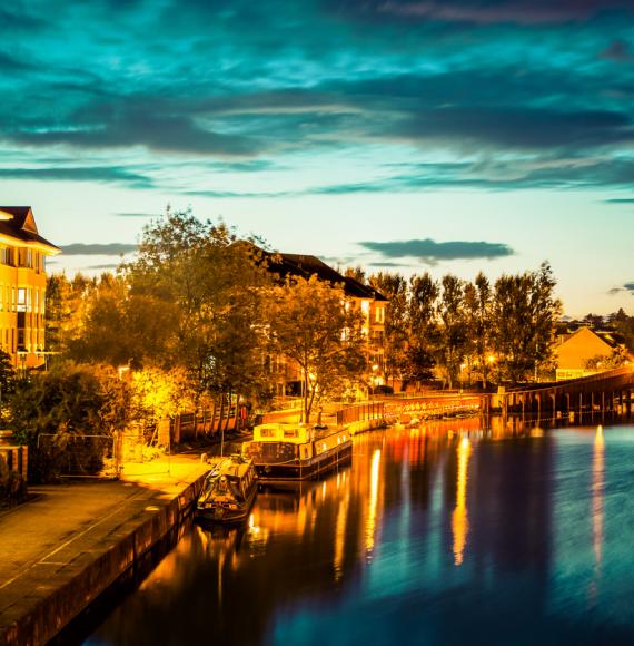 View of the river thames in Reading at night