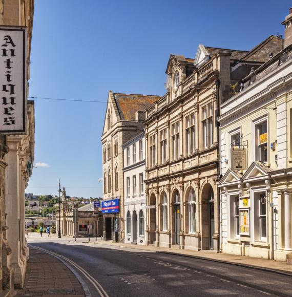 View of a street in Barnstaple, North Devon