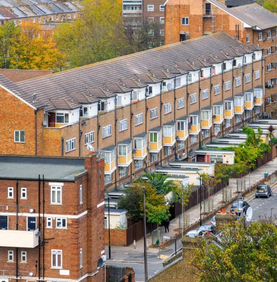 View of terraced houses in England