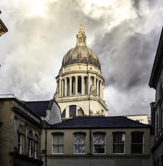 Nottingham Council building in the sun