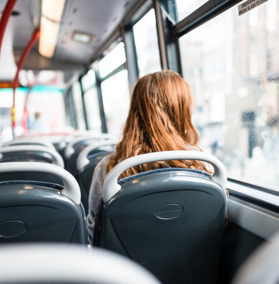Woman sat on a bus