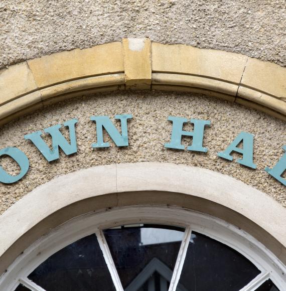 Town Hall written on façade of a building