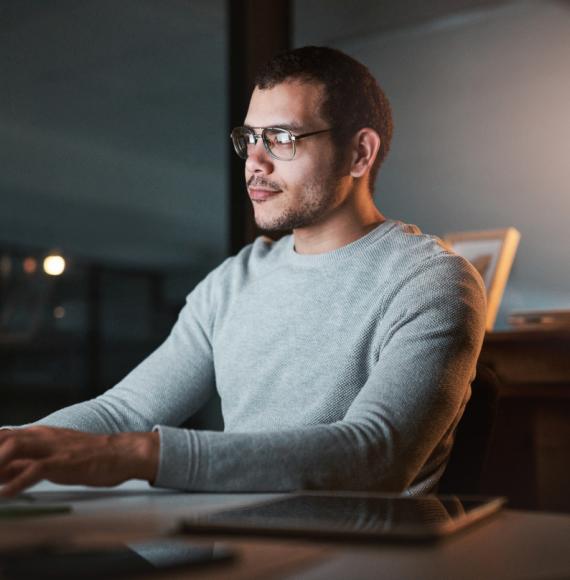 Man working on a computer