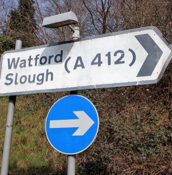 Road sign for Slough