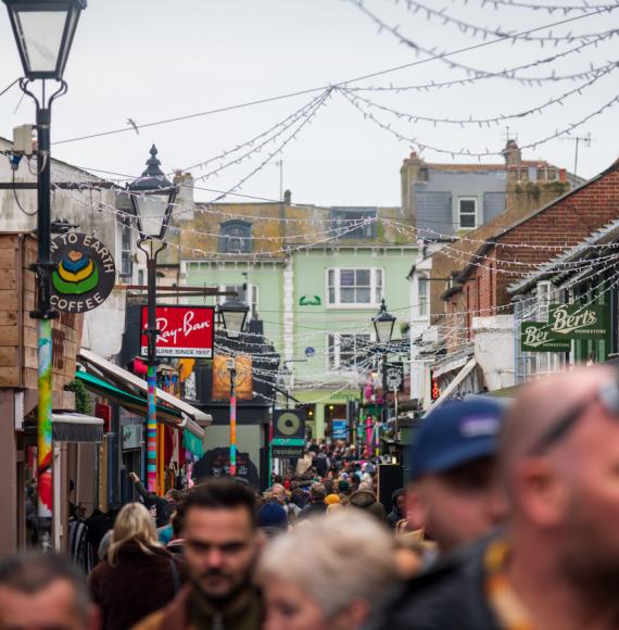 Busy street in Brighton